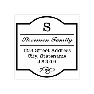 Elegant Monogram Frame Return Address Rubber Stamp
