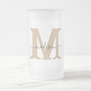 Elegant Monogram Frosted Beer Mug