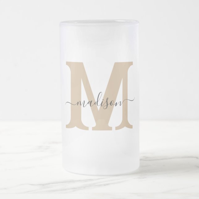 Elegant Monogram Frosted Beer Mug (Center)