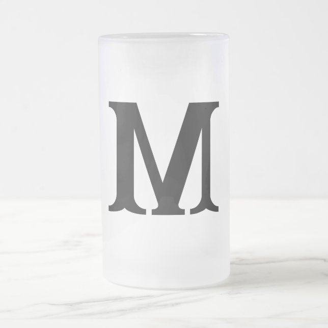 Elegant Monogram Frosted Beer Mug (Center)