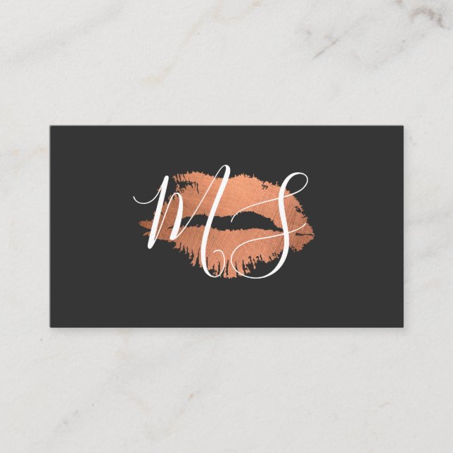 Elegant Monogram / Glamour Kiss Business Card (Front)