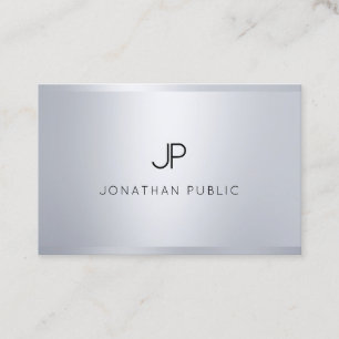 Elegant Monogram Glamour Silver Professional Plain Business Card