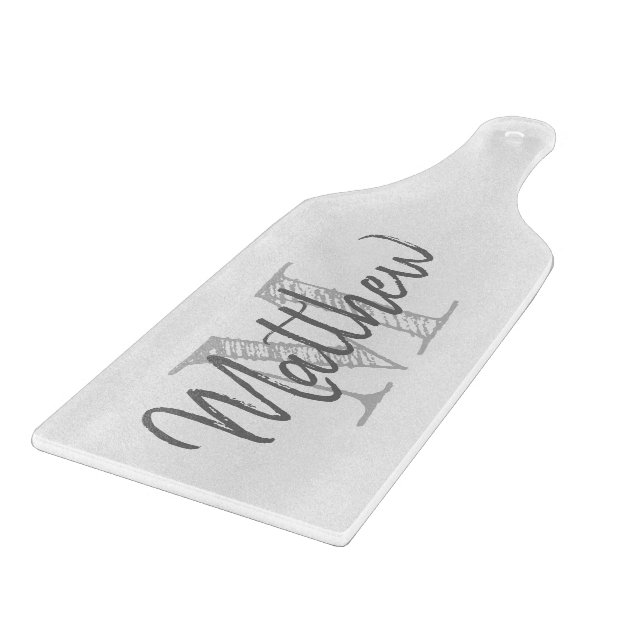 Elegant monogram glass cutting board with handle (Corner)