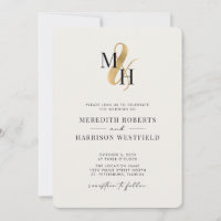 Elegant Monogram Gold Ampersand QR Code Wedding