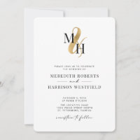 Elegant Monogram Gold Ampersand QR Code Wedding