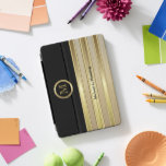 Elegant Monogram Gold Brush and Black iPad Pro Cover<br><div class="desc">Elegant Monogram Styled iPad Cover ready for you to personalise. ✔Note: Not all template areas need changed. 📌If you need further customisation, please click the "Click to Customise further" or "Customise or Edit Design"button and use our design tool to resize, rotate, change text colour, add text and so much more.⭐This...</div>