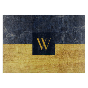 Elegant Monogram Gold Marble Cutting Board