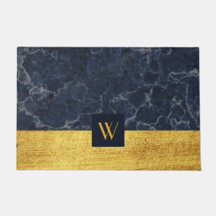 Elegant Monogram Gold Marble Doormat