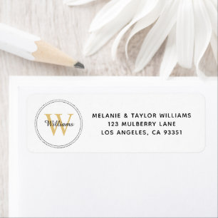 Elegant Monogram Gold Return Address Label