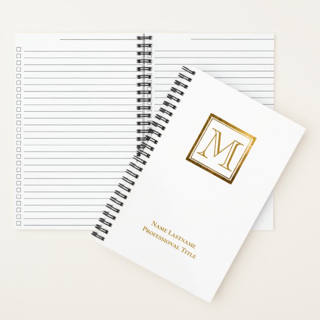 Elegant Monogram Gold Square Frame Checklist Notebook (Inside)