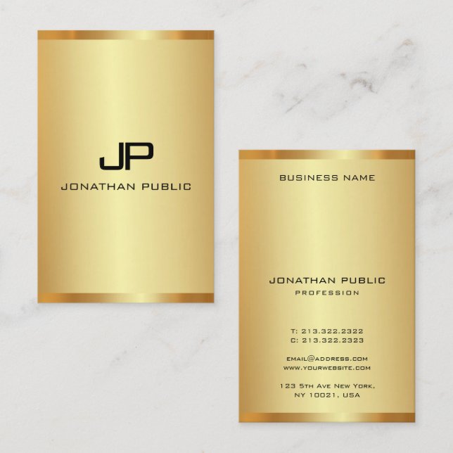 Elegant Monogram Gold Vertical Luxury Template Business Card (Front/Back)