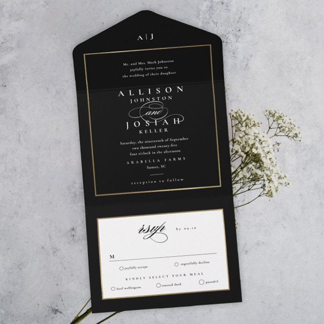 Elegant Monogram Gold Wedding All In One Invitation (Creator Uploaded)