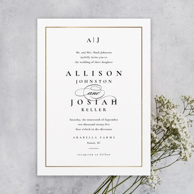 Elegant Monogram Gold Wedding Magnetic Invitation (Creator Uploaded)