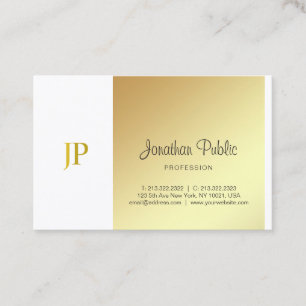 Elegant Monogram Gold White Plain Luxury Script Business Card