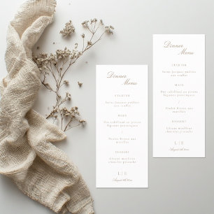 Elegant Monogram Gold White Wedding Dinner Menu 