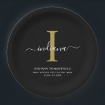 Elegant Monogram Graduation 2026 Party Paper Plate<br><div class="desc">Graduation 2026 Monogram Script Initial Name Grad Party paper plates. Edit and customize with your own name,  initial,  school name and class by clicking the "Personalize" button.</div>