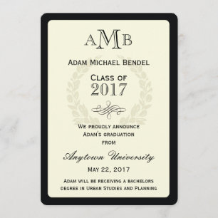 Elegant Monogram Graduation Announcement
