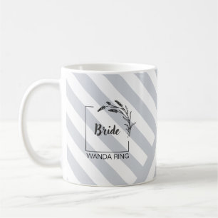 Elegant Monogram Gray Striped Mug