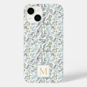 Elegant Monogram Green Botanical Watercolor Case-Mate iPhone 14 Case