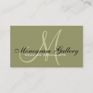 Elegant Monogram Green Customisable Business Card