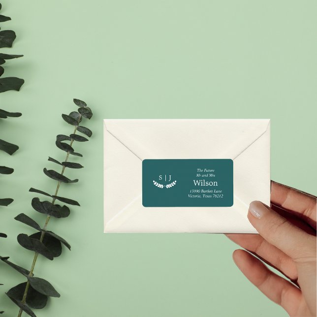 Elegant Monogram Green  Jewel Tone Return Address Label (Creator Uploaded)