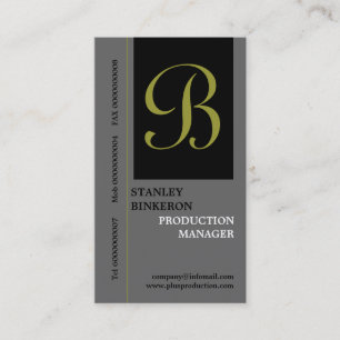 Elegant monogram grey black plain business cards