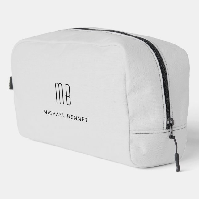 Elegant Monogram Grey Dopp Kit (Right Corner)