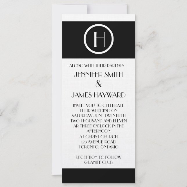 Elegant Monogram H Customisable Wedding Invitation (Front)