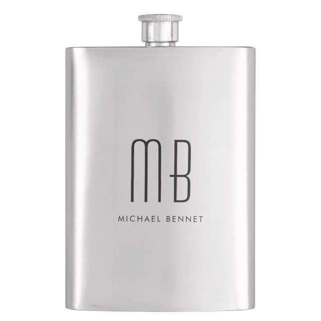 Elegant Monogram  Hip Flask (Front)