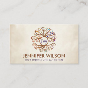 Elegant Monogram in Tree of life Business Card