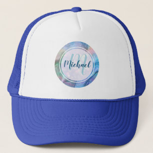 Elegant Monogram Initial Abstract Gold Marble Trucker Hat