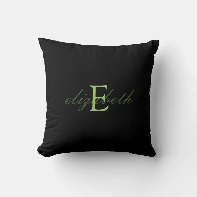 Elegant Monogram Initial Belt - Black & Lime Green Cushion (Front)