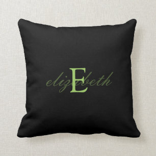 Elegant Monogram Initial Belt - Black & Lime Green Cushion