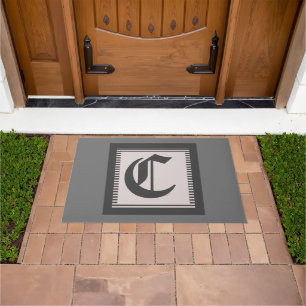 ELEGANT MONOGRAM INITIAL C Grey Doormat