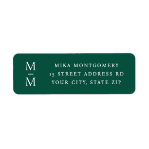 Elegant monogram initial dark green return address