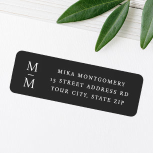 Elegant monogram initial dark grey return address