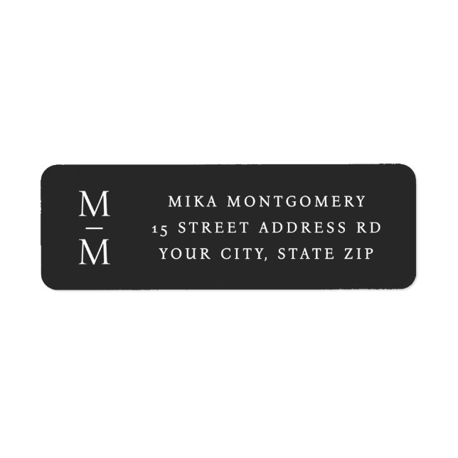 Elegant monogram initial dark grey return address (Front)