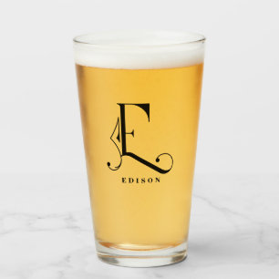 Elegant Monogram Initial E with Last Name Glass