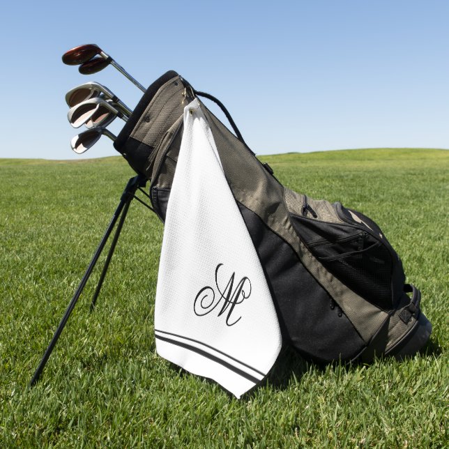 Elegant Monogram Initial  Golf Towel (Green)