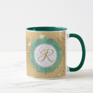 Elegant Monogram Initial Letters with Mandala Mug