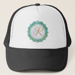 Elegant Monogram Initial Letters with Mandala Trucker Hat