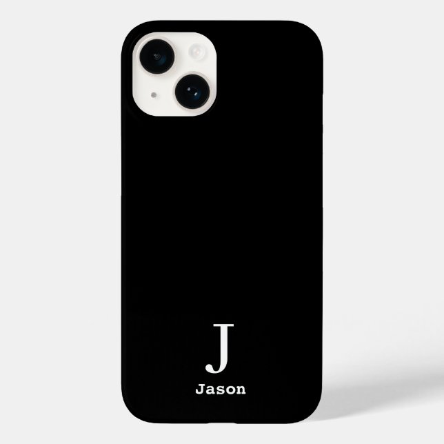 Elegant Monogram Initial Name Personalised Black Case-Mate iPhone Case (Back)
