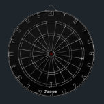 Elegant Monogram Initial Name Personalised Black Dartboard<br><div class="desc">Modern simple masculine stylish with black and white trendy typography (changeable colours). Personalised gift for him: dad,  father,  husband,  son,  boyfriend,  groom,  best man,  groomsmen</div>