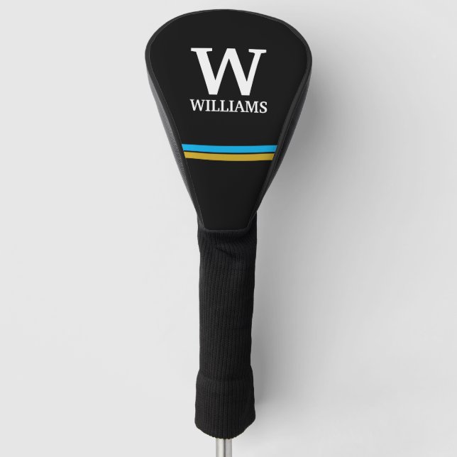 Elegant monogram initial name personalised  golf head cover (Front)