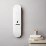 Elegant Monogram Initial Name Personalised Skateboard<br><div class="desc">Modern simple masculine stylish with black and white trendy typography (changeable colours). Personalised gift for him: dad,  father,  husband,  son,  boyfriend,  groom,  best man,  groomsmen</div>