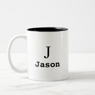 Elegant Monogram Initial Name Personalised Two-Tone Coffee Mug