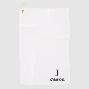 Elegant Monogram Initial Name Personalised White Golf Towel