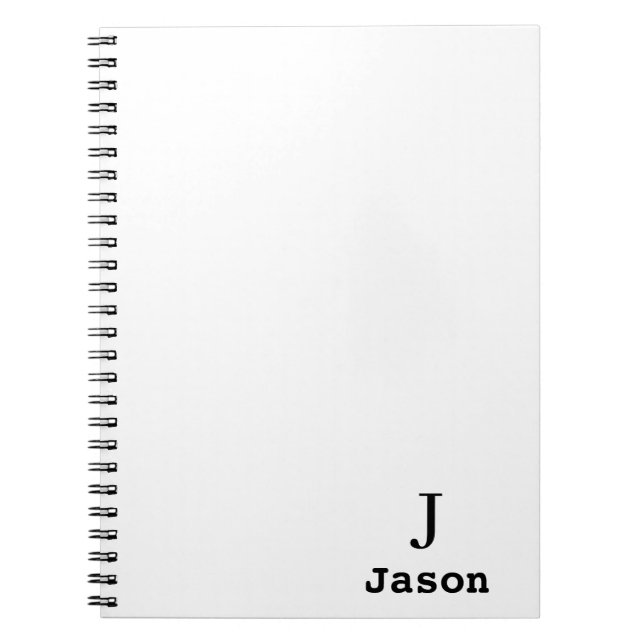 Elegant Monogram Initial Name Personalised White Notebook (Front)