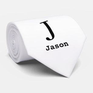 Elegant Monogram Initial Name Personalised White Tie