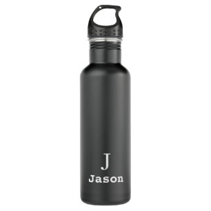 Elegant Monogram Initial Name Personalized Black 710 Ml Water Bottle